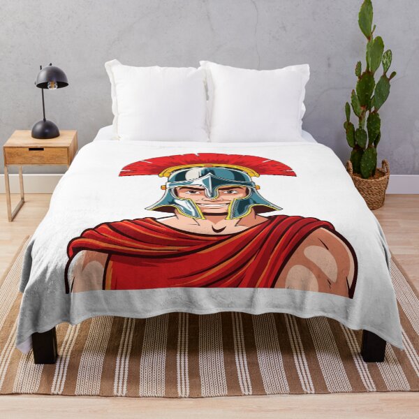 Item preview, Head ancient warrior in helmet and armor, Spartan or Trojan warrior or a Roman gladiator cartoon character, ancient roman gladiator in armour soldier, designed and sold by Danler.
