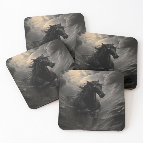 Item preview, drawing of majestic royal black horse of tenebrism  design designed and sold by NivyasArtistry.