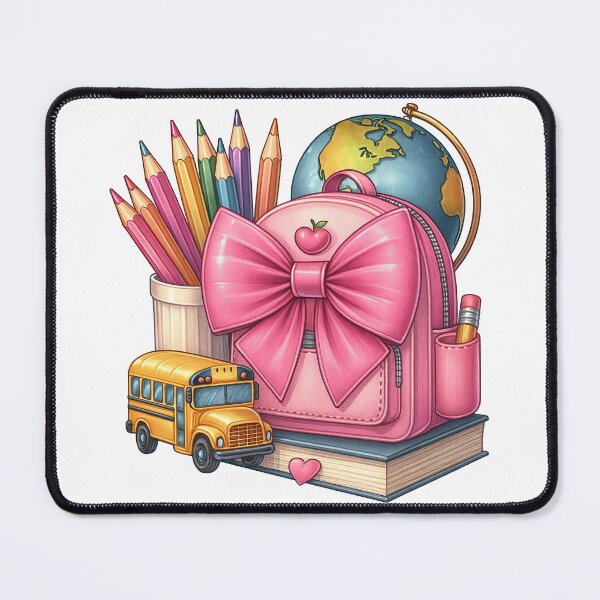 Item preview, Back to School Supplies with Pink Backpack designed and sold by ArtfulWeave.