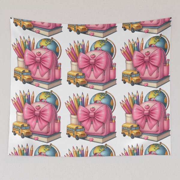 Item preview, Back to School Supplies with Pink Backpack designed and sold by ArtfulWeave.