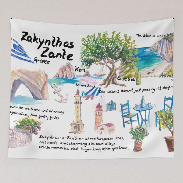 Item preview, Zante Ionian Islands Travel Sketches and Memories Art designed and sold by artshop77.
