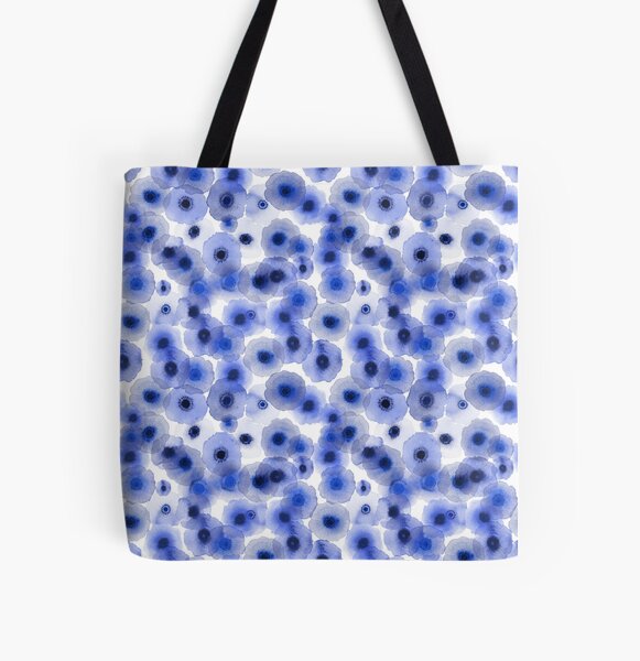 Blue anemone watercolor pattern All Over Print Tote Bag