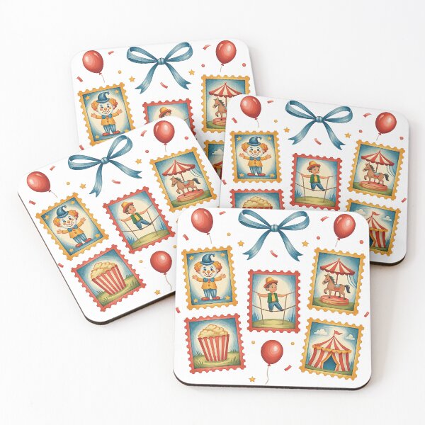 Item preview, Vintage Circus Stamp Collection with Funfair Theme designed and sold by ArtfulWeave.
