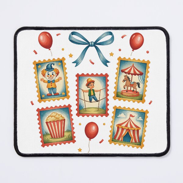 Item preview, Vintage Circus Stamp Collection with Funfair Theme designed and sold by ArtfulWeave.