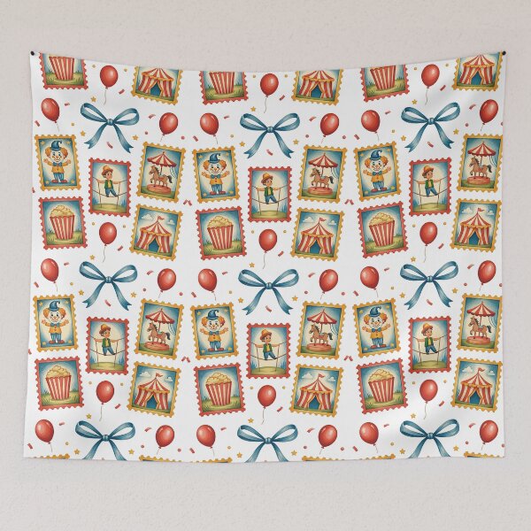 Item preview, Vintage Circus Stamp Collection with Funfair Theme designed and sold by ArtfulWeave.
