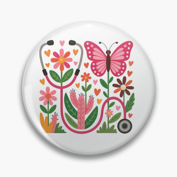 Item preview, Floral Butterfly and Stethoscope Garden Design designed and sold by ArtfulWeave.