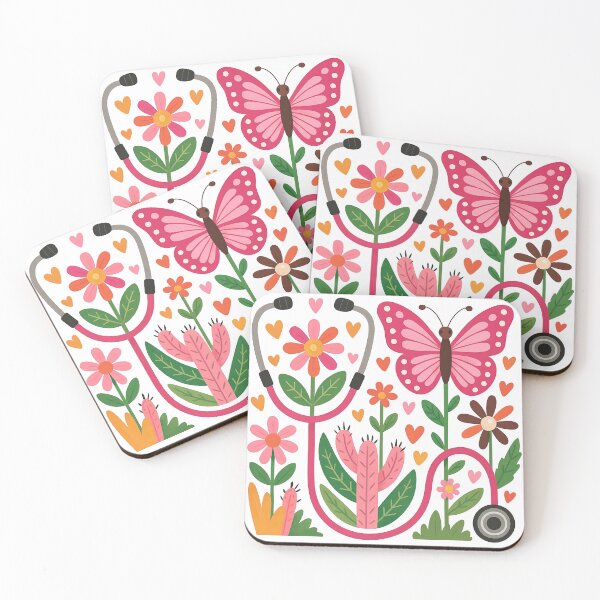 Item preview, Floral Butterfly and Stethoscope Garden Design designed and sold by ArtfulWeave.