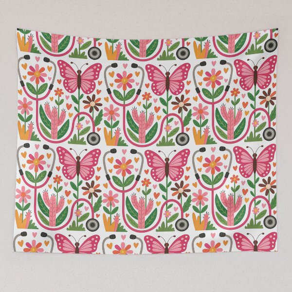Item preview, Floral Butterfly and Stethoscope Garden Design designed and sold by ArtfulWeave.