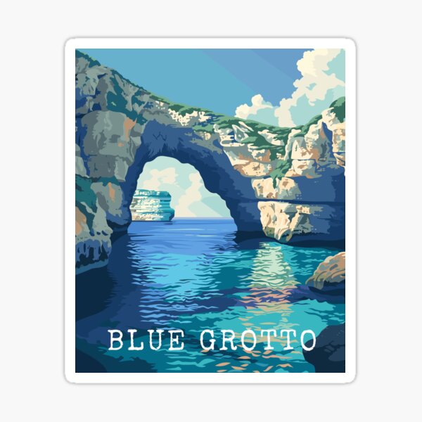 Artikel-Vorschau von Blaue Grotte in Malta, Vintage Kunst Reiselandschaft, designt und verkauft von MaateoDesign.