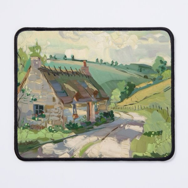 Item preview, Quiet French Cottage with Green Hills | Sisley-Inspired Rural Painting designed and sold by CARRAANN.