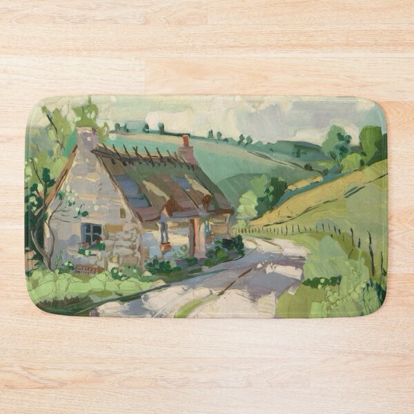 Item preview, Quiet French Cottage with Green Hills | Sisley-Inspired Rural Painting designed and sold by CARRAANN.