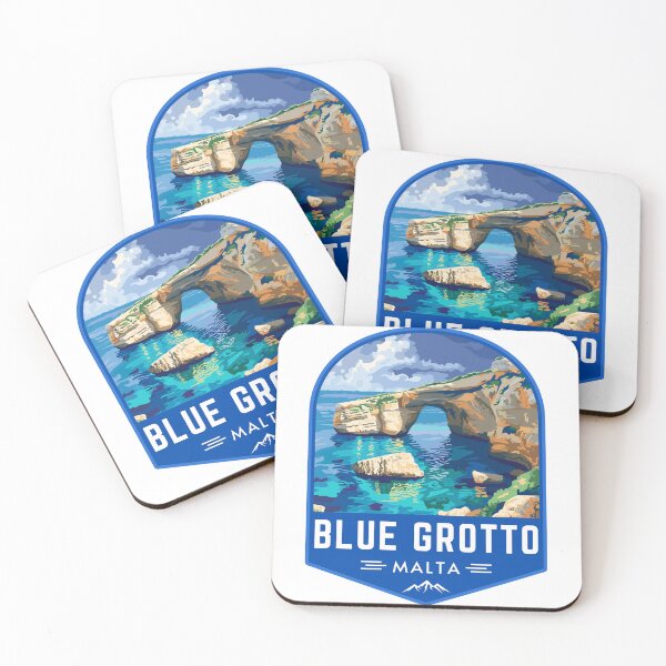 Item preview, Blue Grotto in Malta Vintage Travel Art Badge designed and sold by MaateoDesign.