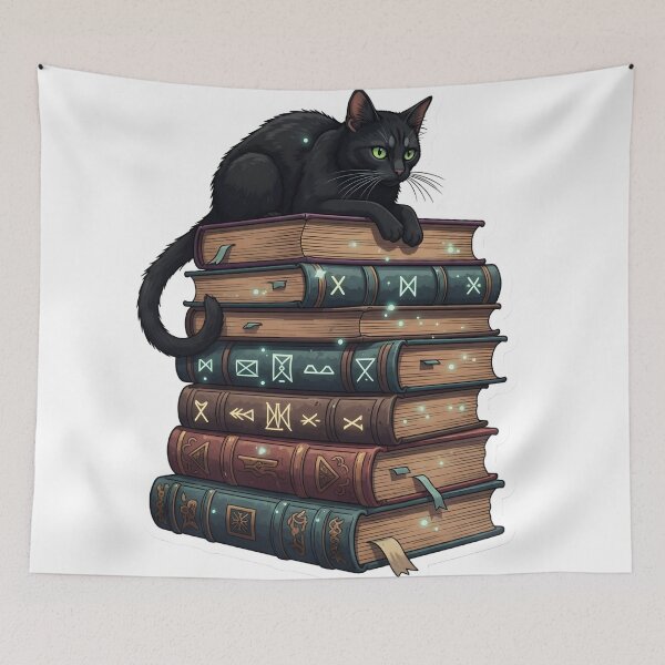 Item preview, Dark Academia Black Cat & Spellbooks - Witchy Bookworm Aesthetic designed and sold by StickyGuys.