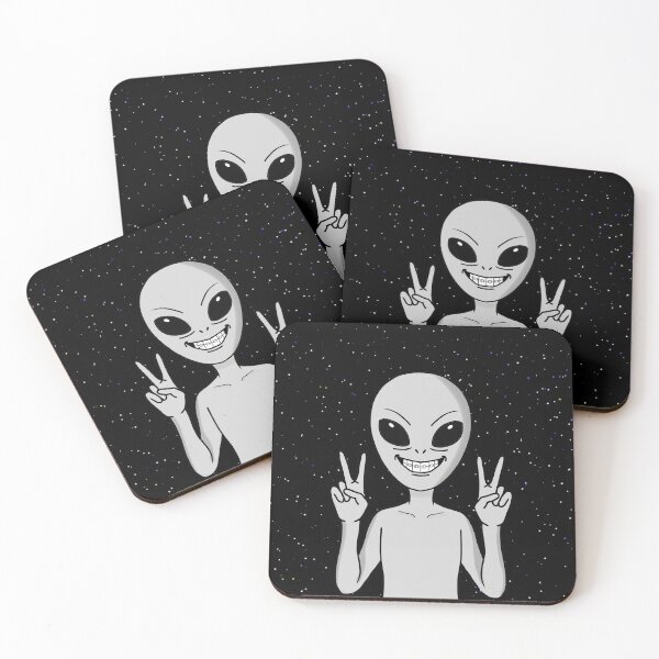 Item preview, Smiling Alien with Braces Throwing a Peace Sign designed and sold by Moira1990.