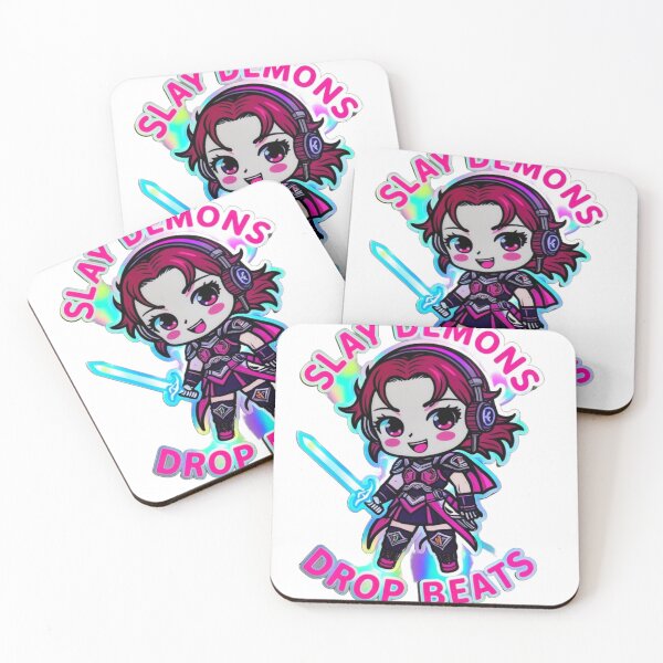 Item preview, Slay Demons Drop Beats – K-Pop Chibi Demon Hunter Sticker | Holographic Anime Style designed and sold by zevorgue.