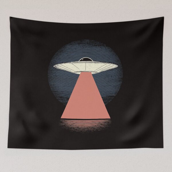 Item preview, Flying Saucer Beaming Light Over Earth At Night designed and sold by WykroMerch.