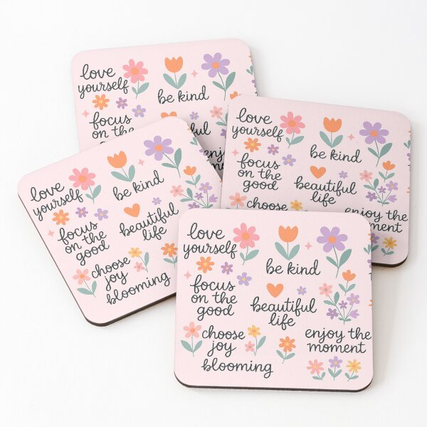 Item preview, Spring Flowers Pattern and Positive Phrases | Inspirational Love Yourself Design designed and sold by Mycozydesign.