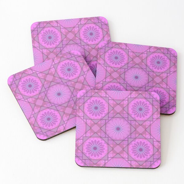 Item preview, Retro Modern Design 14-2: Three-Dimensional Grid With Pinkish-Purple Flowers designed and sold by SBVillard.
