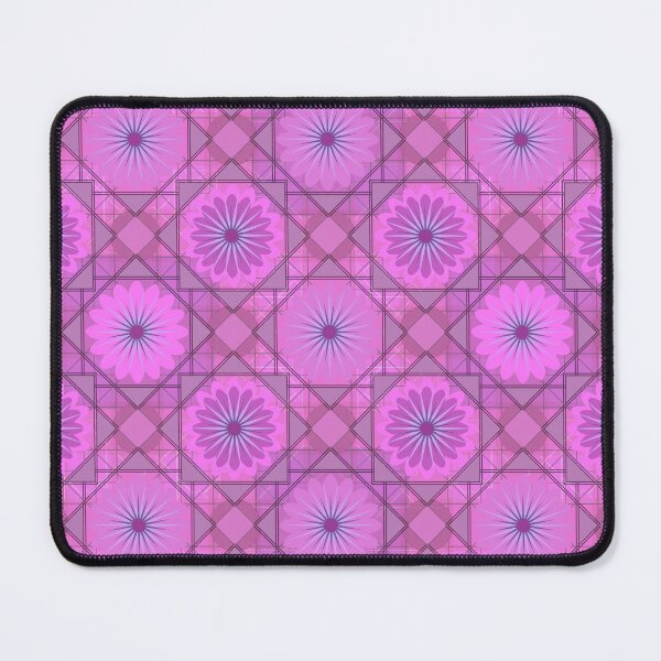 Item preview, Retro Modern Design 14-2: Three-Dimensional Grid With Pinkish-Purple Flowers designed and sold by SBVillard.