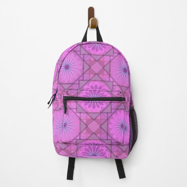 Item preview, Retro Modern Design 14-2: Three-Dimensional Grid With Pinkish-Purple Flowers designed and sold by SBVillard.