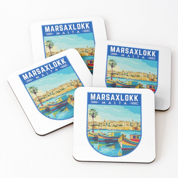 Item preview, Marsaxlokk in Malta Retro Travel Art Badge designed and sold by MaateoDesign.
