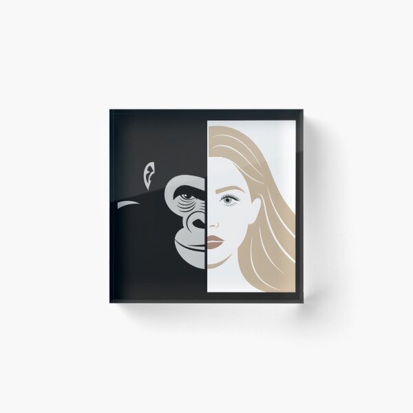 Item preview, Minimalist Vector Portrait – Gorilla and Blonde Woman Eye Contact designed and sold by AV.