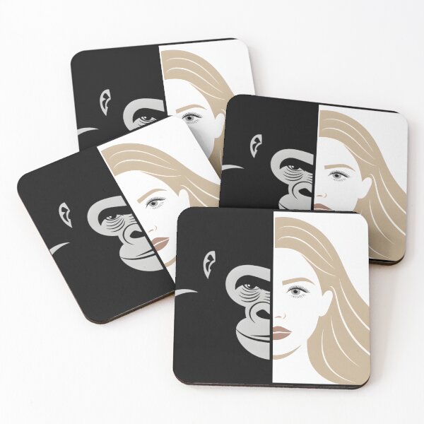Item preview, Minimalist Vector Portrait – Gorilla and Blonde Woman Eye Contact designed and sold by AV.