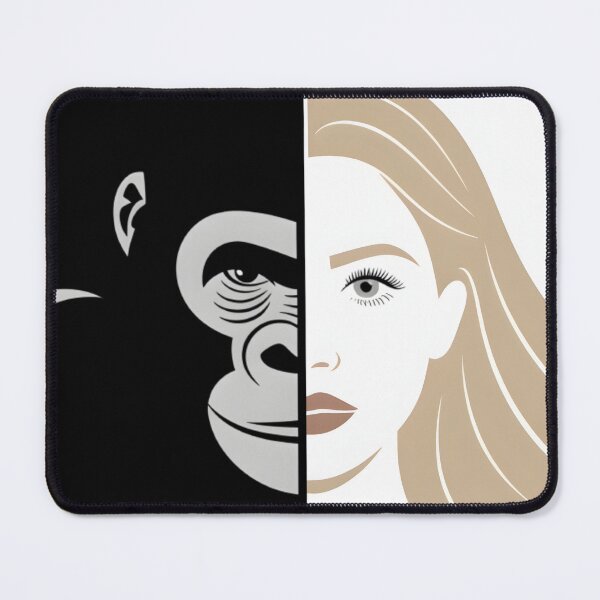 Item preview, Minimalist Vector Portrait – Gorilla and Blonde Woman Eye Contact designed and sold by AV.
