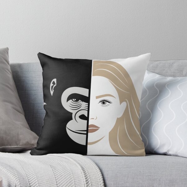 Item preview, Minimalist Vector Portrait – Gorilla and Blonde Woman Eye Contact designed and sold by AV.