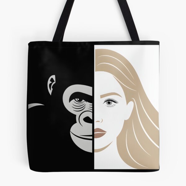 Item preview, Minimalist Vector Portrait – Gorilla and Blonde Woman Eye Contact designed and sold by AV.