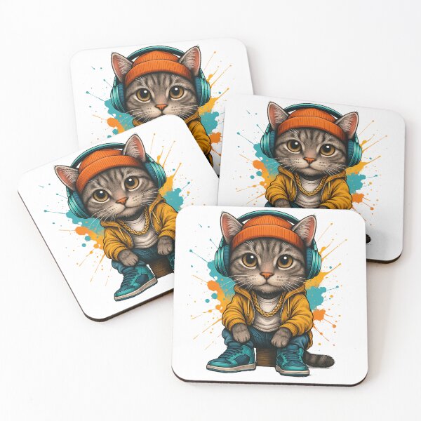 Item preview, Nice cool and badboy cat listening music designed and sold by Kam2design.