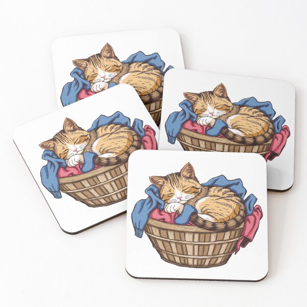 Item preview, Sleeping Cat in Cozy Laundry Basket Art designed and sold by Shape & Words.
