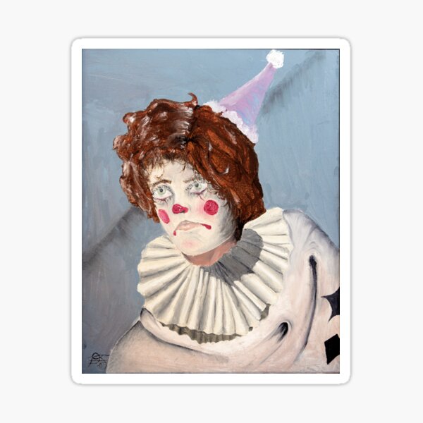 Item preview, Sad Clown Portrait Oil Painting designed and sold by PorcelinaArt.