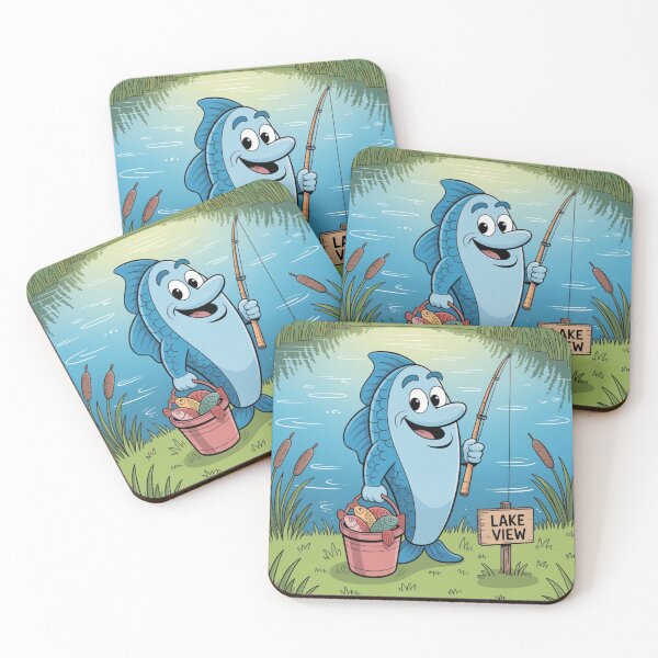 Item preview, Cartoon Fish Catching fish designed and sold by ArtQueen777.