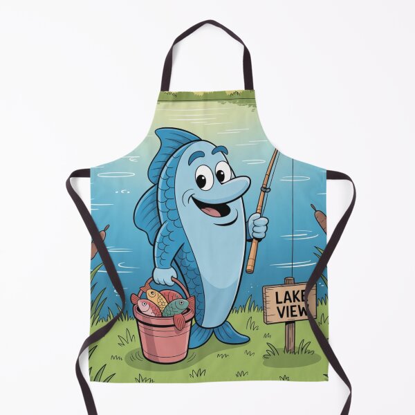 Item preview, Cartoon Fish Catching fish designed and sold by ArtQueen777.