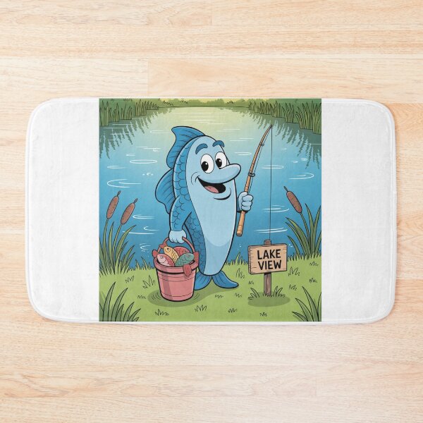 Item preview, Cartoon Fish Catching fish designed and sold by ArtQueen777.