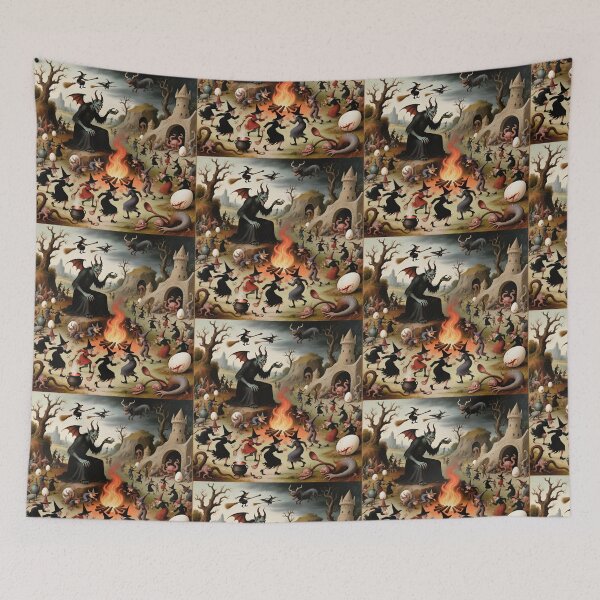 Item preview, The Witches Sabbath spooky painting art designed and sold by Vintage Designs +.