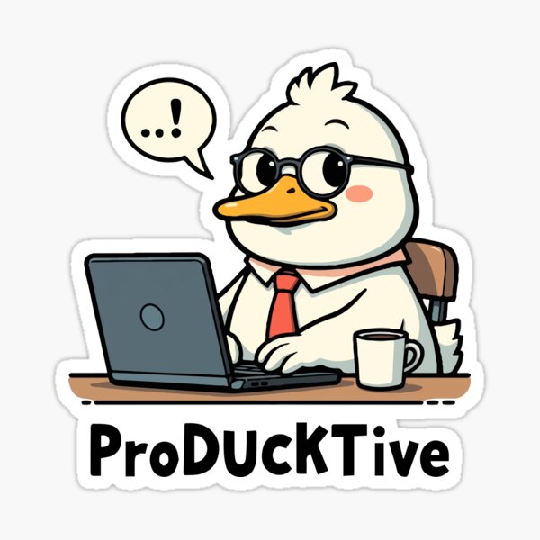 Item preview, ProDUcKTive Cute Duck Office Worker – Funny Productivity Cartoon Logo	 designed and sold by -DEEWOLF-.