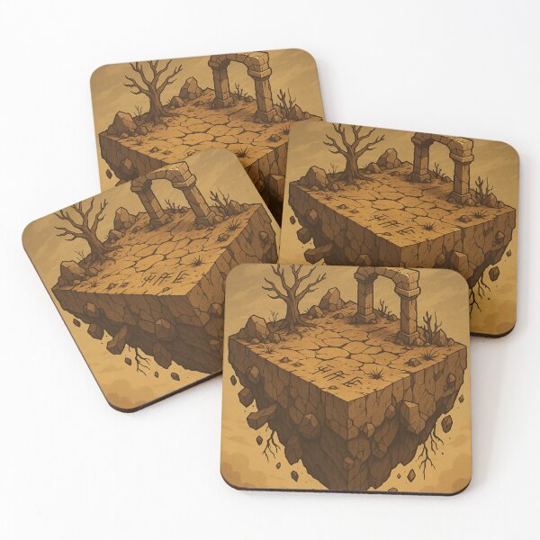 Item preview, Ancient Desert Island – Floating Isometric Wasteland with Runes designed and sold by InspireHaven.