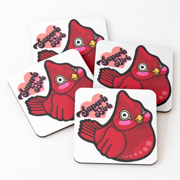 Item preview, Silly red Cardinal bird with big eyes designed and sold by Miskobineshii.
