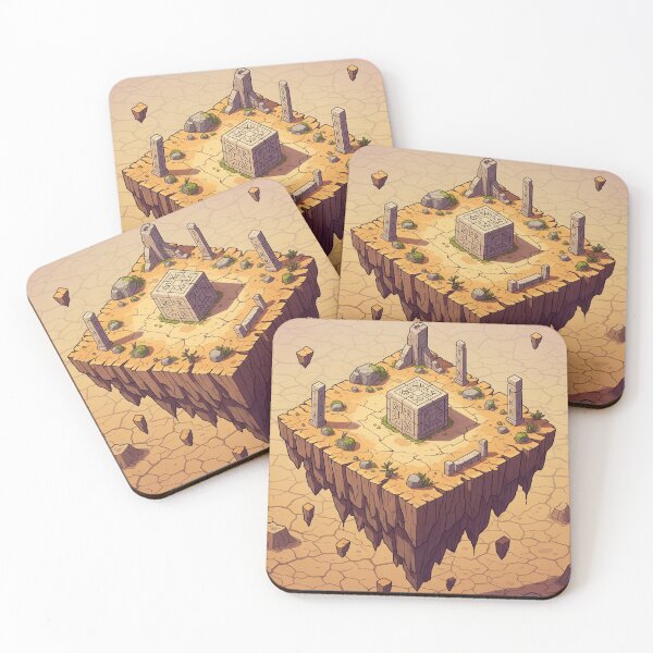 Item preview, Ancient Desert Island – Floating Isometric Wasteland with Runes designed and sold by InspireHaven.