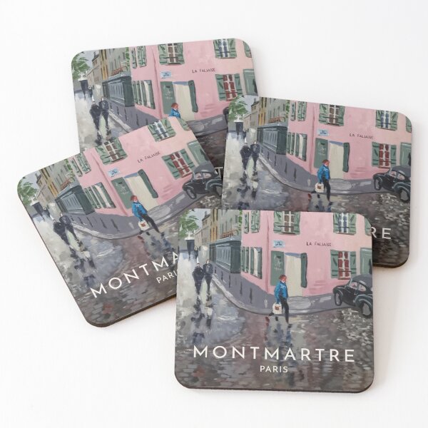 Item preview, Montmartre Paris Travel Poster – Impressionist Painting “Pink Café House”  designed and sold by CARRAANN.