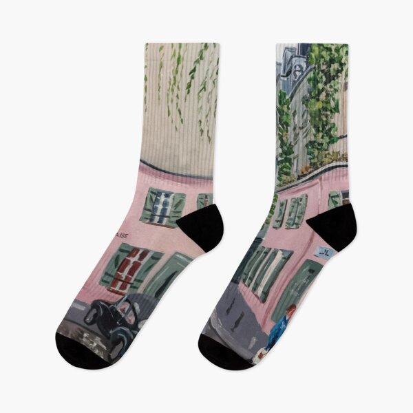 Item preview, Montmartre Paris Travel Poster – Impressionist Painting “Pink Café House”  designed and sold by CARRAANN.