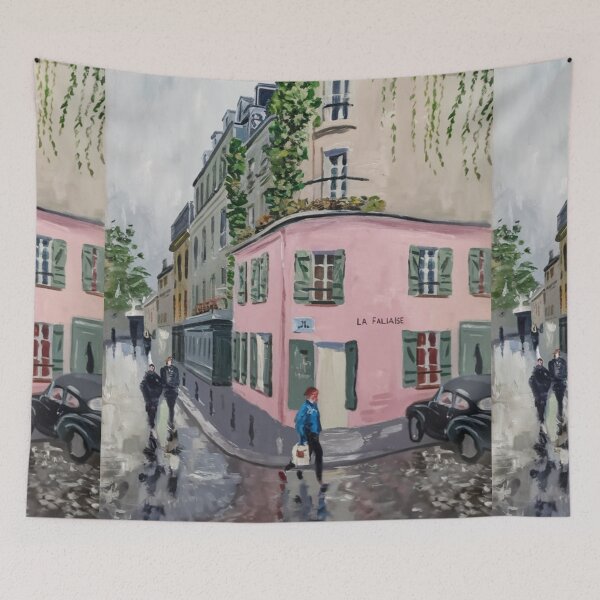 Item preview, Montmartre Paris Travel Poster – Impressionist Painting “Pink Café House”  designed and sold by CARRAANN.