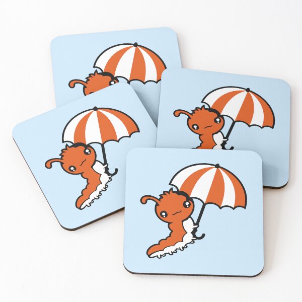 Item preview, Caterpillar Umbrella Flying Sky Windy Vacation Rainy Cute designed and sold by shirt-o-mat.