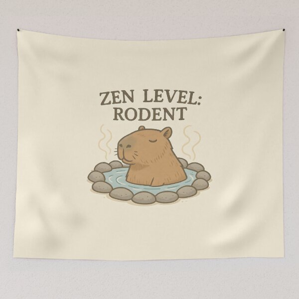 Item preview, Zen Level: Rodent – Relaxed Capybara in Hot Spring designed and sold by VoidBloom Studio.