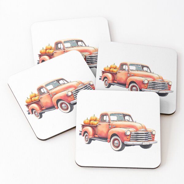 Item preview, Red Cartoon Vintage Truck With Pumpkin designed and sold by FunCartoonSpot.