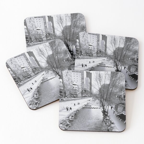 Item preview, Seoul Stream in Black and White – Urban Serenity Photography designed and sold by QuailsCreations.