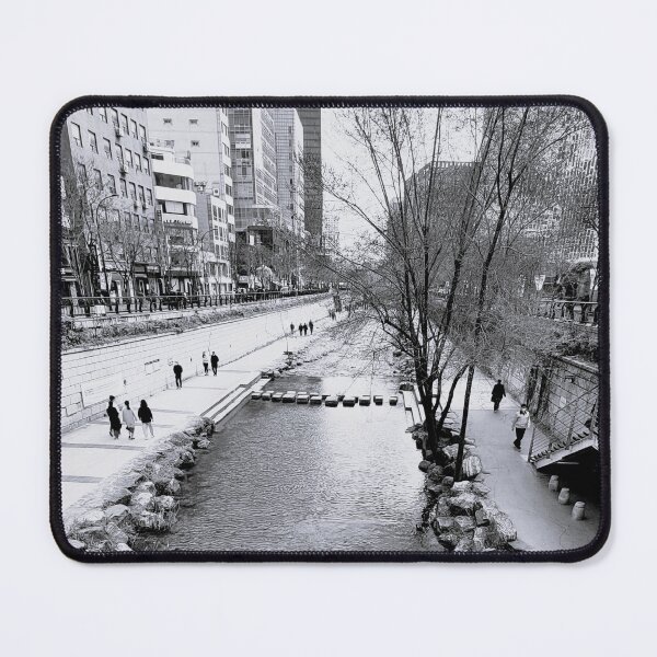 Item preview, Seoul Stream in Black and White – Urban Serenity Photography designed and sold by QuailsCreations.