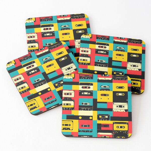 Item preview, Cassette Tape Loops – Retro Cassette Pattern in Bauhaus retro Pop Art Style designed and sold by WhimsicalThredz.